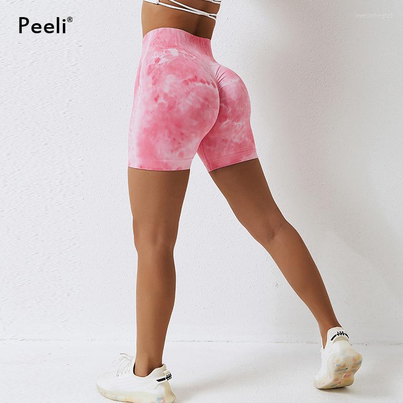 

Active Shorts High Waist Gym Short Elasticity Breathable Scrunch BuYoga Women Printed Push Up Running Sports Womens Clothes, Blue