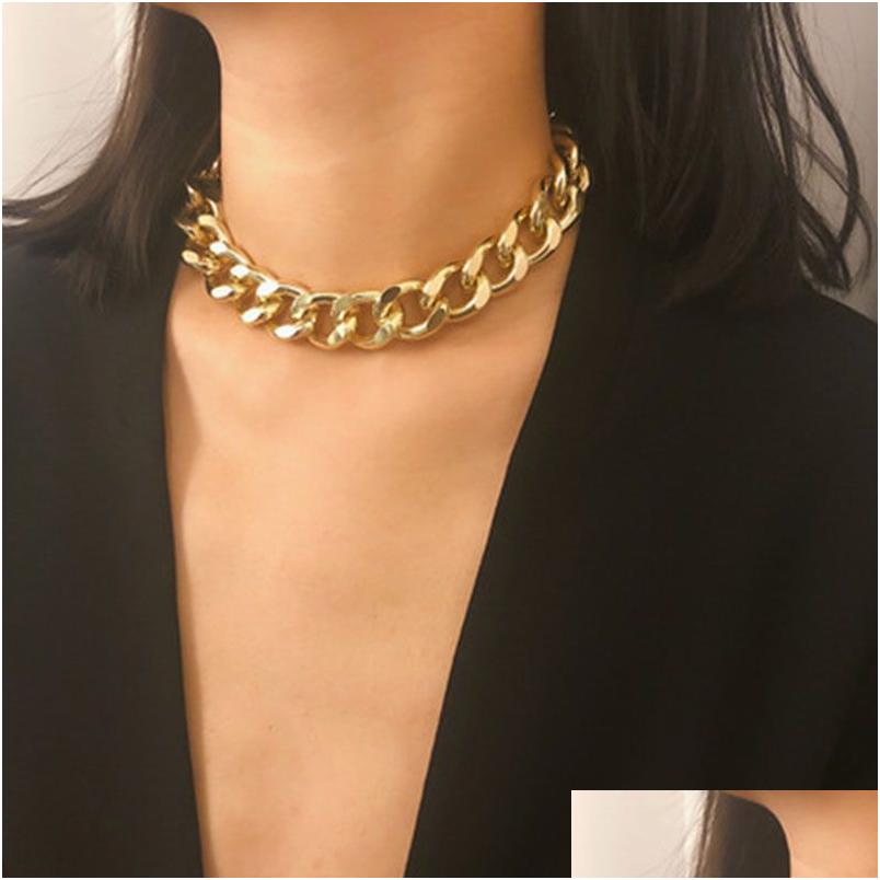 

Chains Fashion Asymmetric Lock Chain Necklaces For Women Twist Gold Sier Color Chunky Thick Choker Necklace Party Jewelry Drop Deliv Dh04O