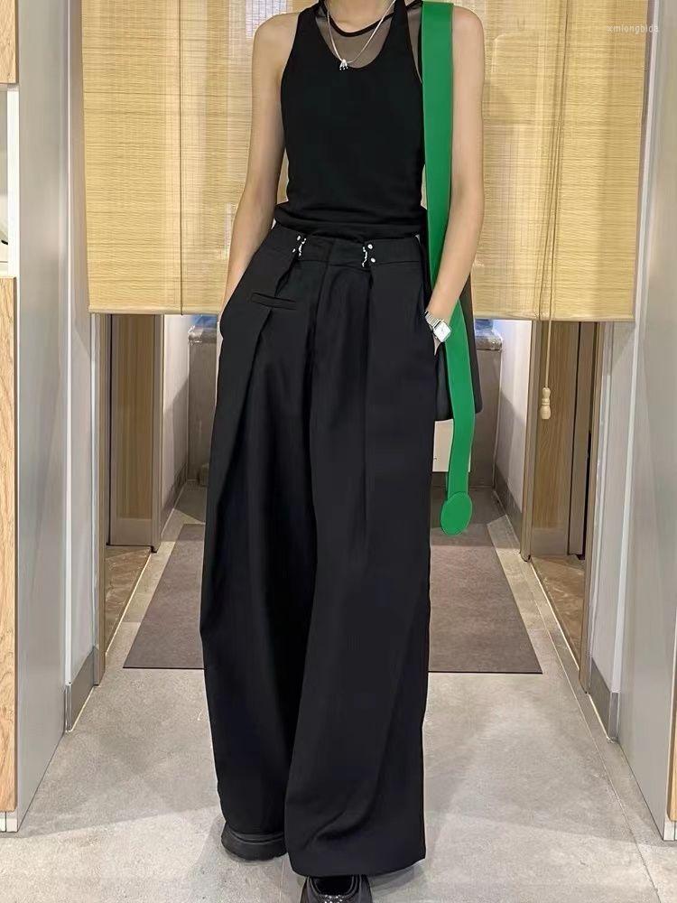 

Women' Pants HOUZHOU Black Wide Leg Women Japanese Style Oversize Trousers Harajuku Fashion Gothic Streetwear Casual Chic Office Ladies