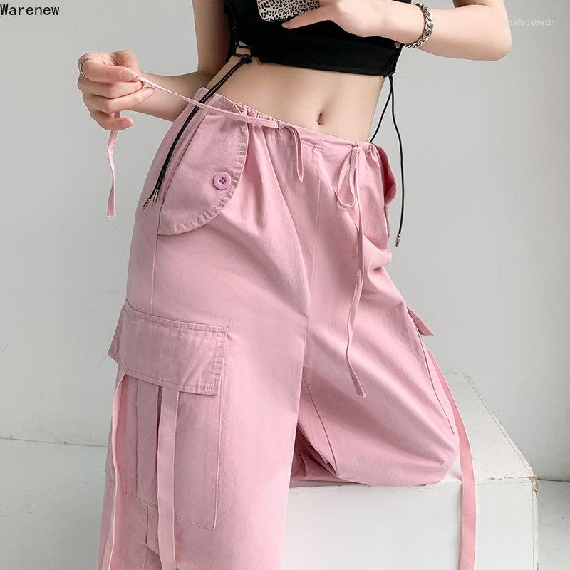 

Women's Pants Women's Y2K Wide Leg Solid Color Drawstring Baggy Cargo American Retro Mopping Sweatpant Casual Daily Joggers Trousers, Army green