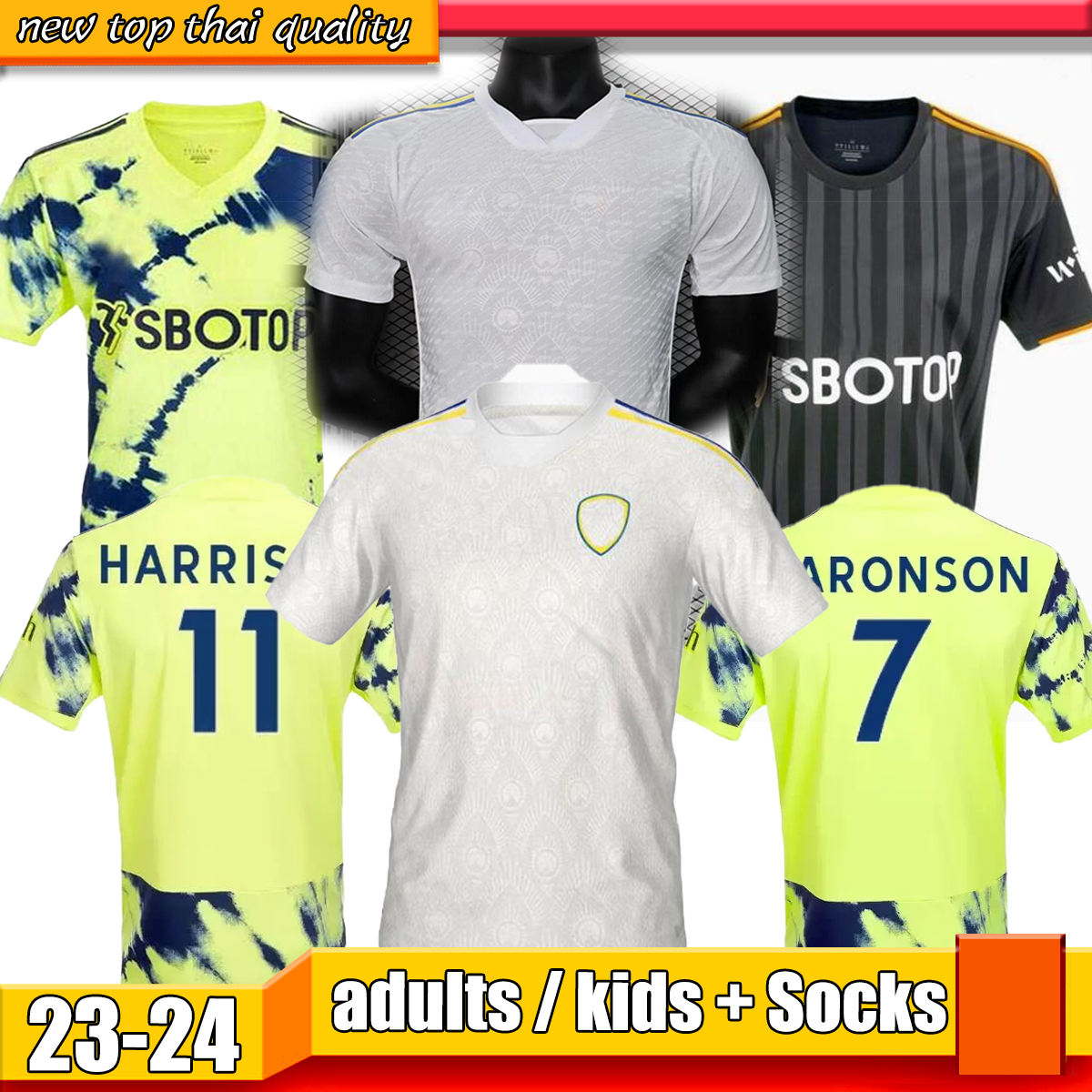 

23 24 Llorente Leeds BAMFORD soccer jerseys Unitedes 2023 2024 Adams Aaronson HARRISON Sinisterra JAMES kids football shirt Jerseys de futbol fans player version, 01