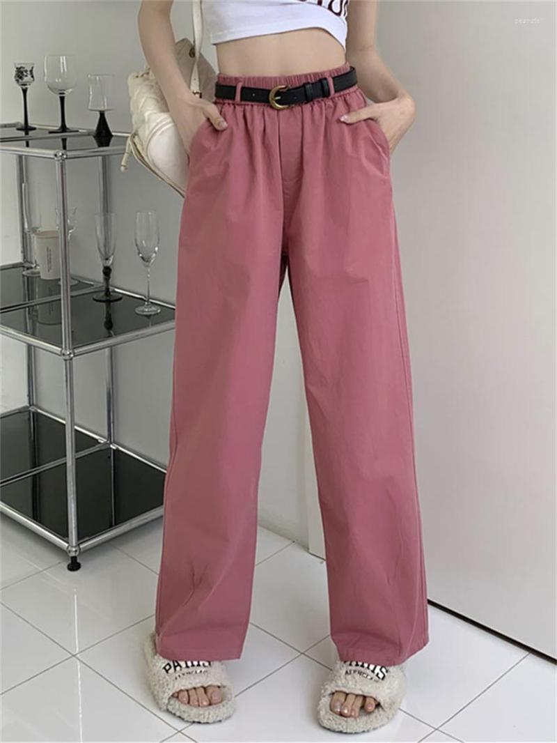

Women' Pants Alien Kitty Korea Elastic Waist Women With Belt Casual Wide Leg Summer 2023 Office Lady Solid Fashion Slim All Match, Khaki