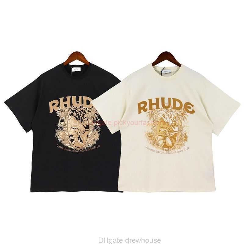 

Designer Fashion Clothing Tees Tshirt Rhude Summer High Street Fashion Brand Design Sense Letter Printing Short Sleeve Loose Relaxed Fashion Men Womens Couple Tshi