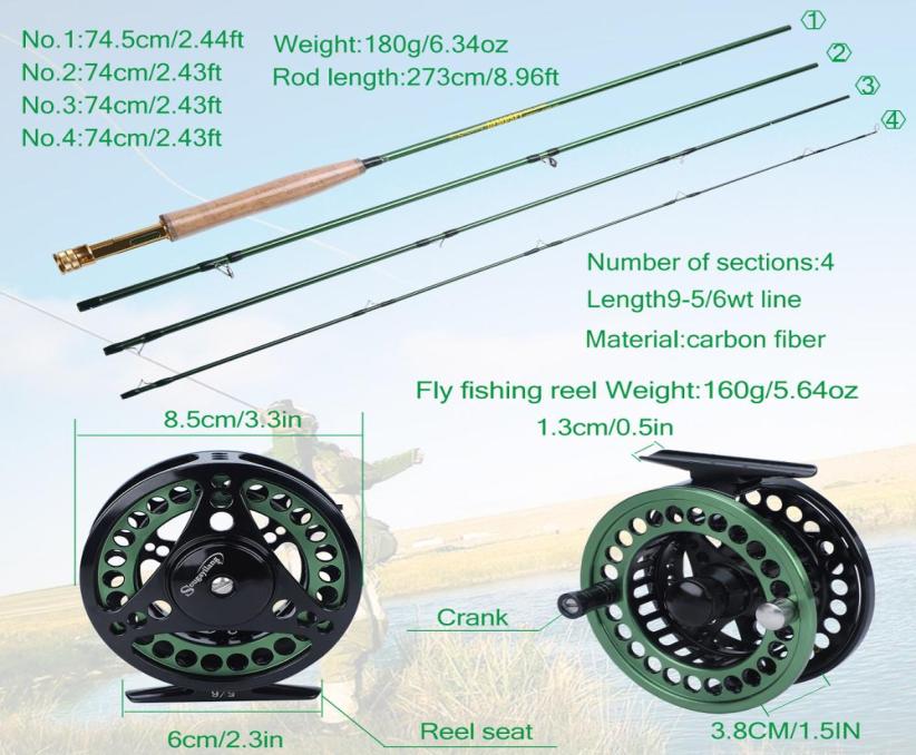 

Sougayialng 4 Section Fly Fishing Rod Set 56 Carbon Fiber Ultralight Weight Fly Fishing Rod and Fly Reel Combo Tackles1860984