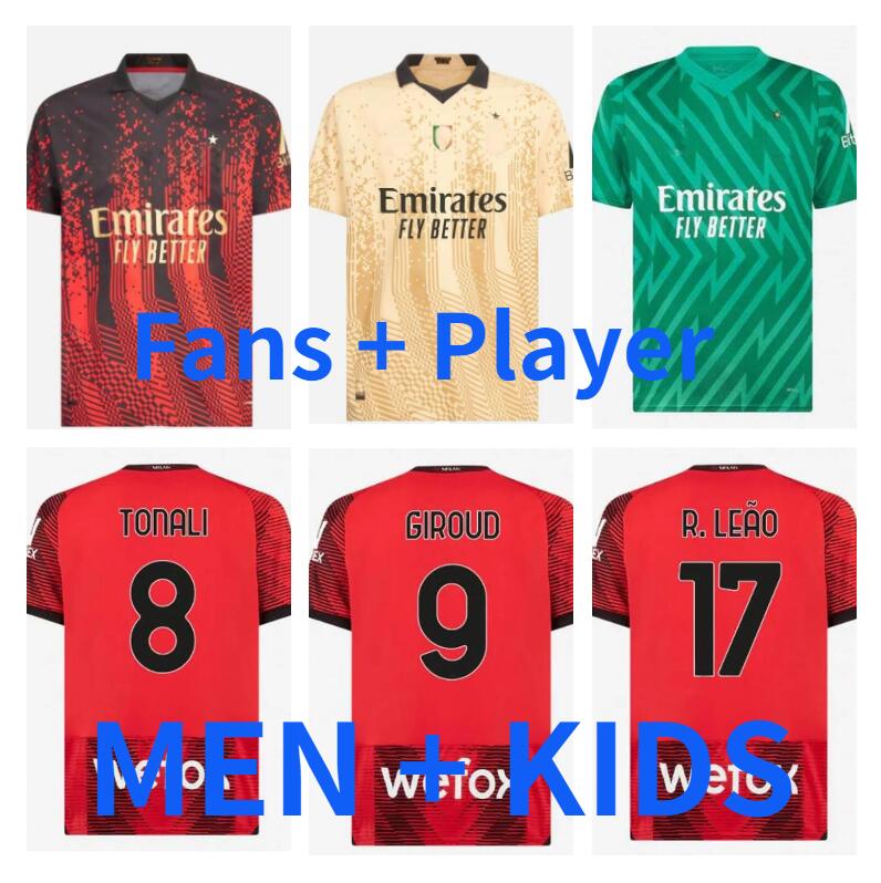 

22 23 24 GIROUD soccer jerseys IBRAHIMOVIC football shirt 2023 2024 TONALI Camiseta de futbol THEO R.LEAO special-edition 4th Ac Milans Men kids kit fan Player version
