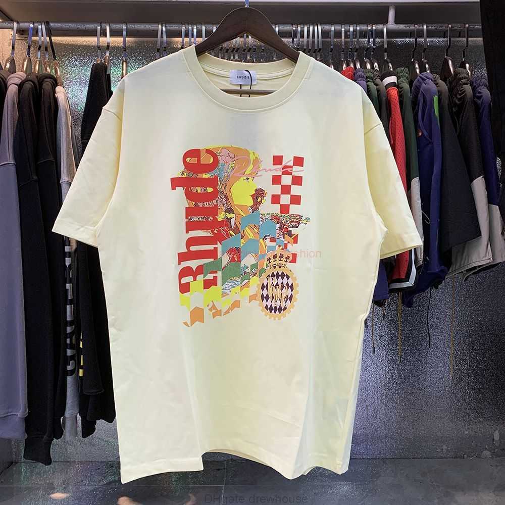 

Designer Fashion Clothing Tees Tshirt 2023 Springsummer New Rhude Fashion High Street Flower Letter Printing Loose Relaxed Mens Womens Short Sleeve Tshirt Cotton S, White 1009