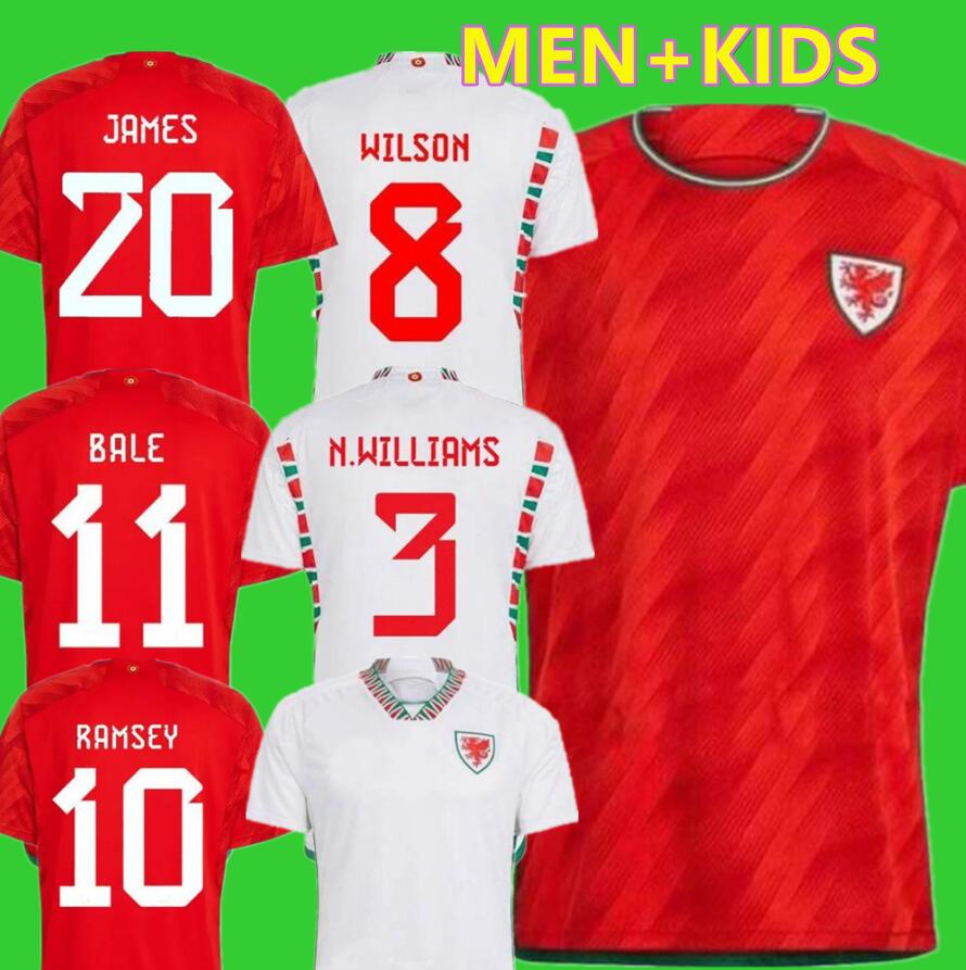 

2022 wales soccer jerseys BALE JAMES RAMSEY football shirt National HOME away maillots ALLEN MORRELL WILSON B. DAVIES MOORE JOHNSON THOMAS AMPADU Men kit kids uniform, 22-23 kids