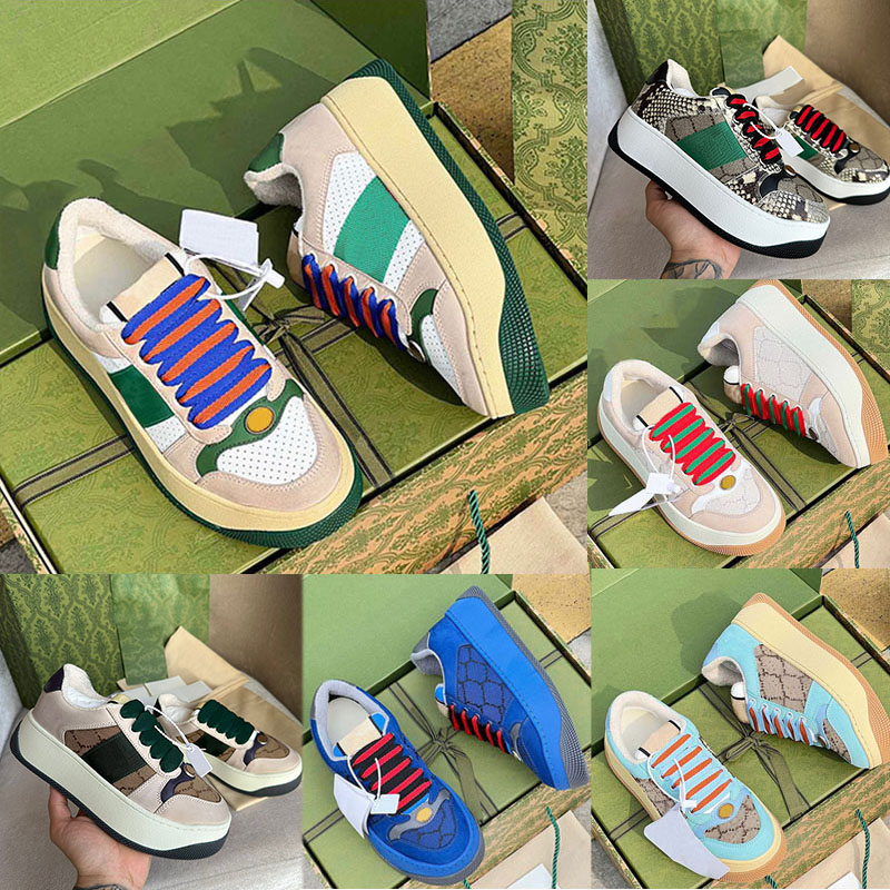Fashion Screener Canvas Designer Sports shoes Mens Womens Interlocking Double G Luxury sneakers Bi-color rubber sole Low help Top quality Ladies-image-956508969