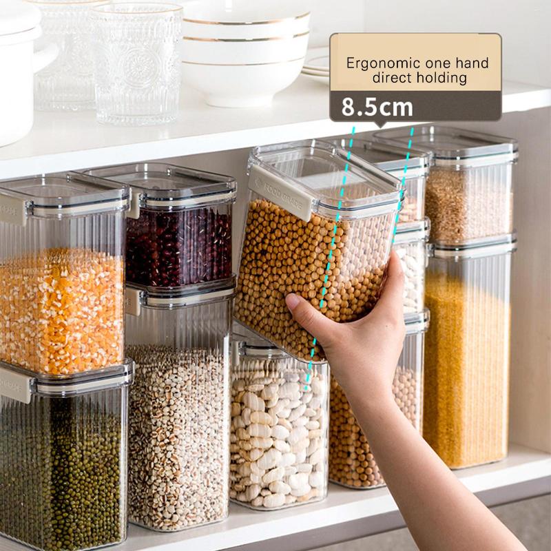 

Storage Bottles Containers For Food Square Transparent Sealed Box Kitchen Grain Tank Snack Dried Fruit Jar Accessories