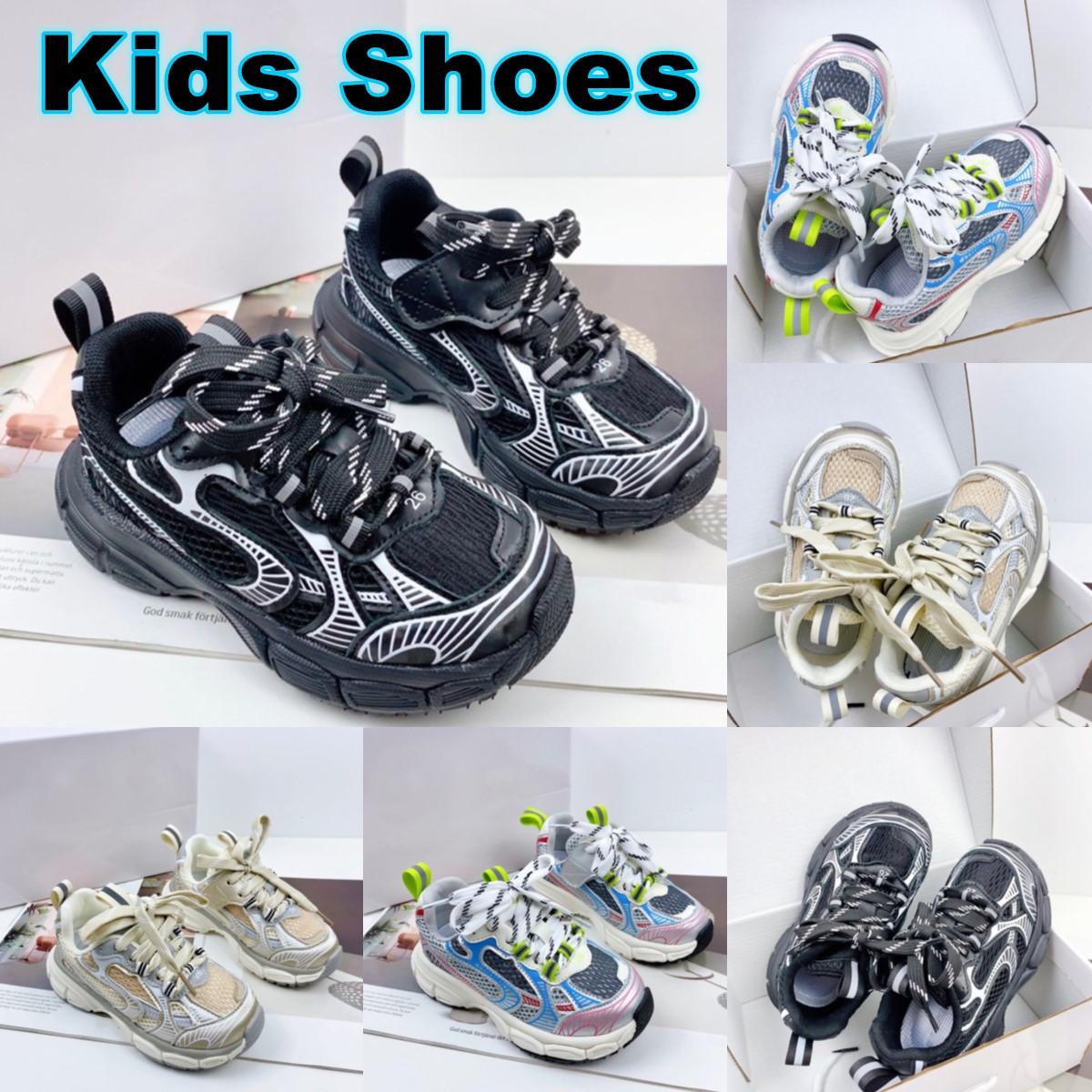 

Designer 3XL Kids shoes Pairs luxury platform boys girls youth Running Shoes Triple Black White Royal Blue outdoor Sports Sneakers infants toddlers Trainers