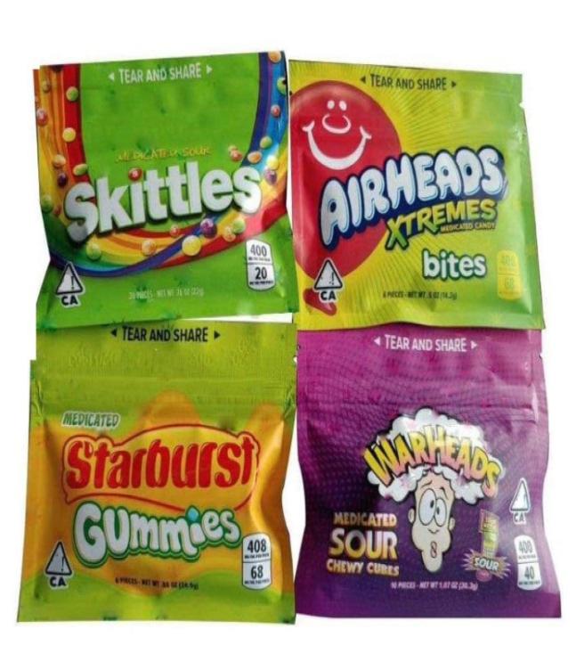 

400MG 408MG Gummies WARHEADS Airheads Xtremes Medicated Sour Rainbow Gummy Bag Bites Seattle Edibles Zipper Pafiyk1202517