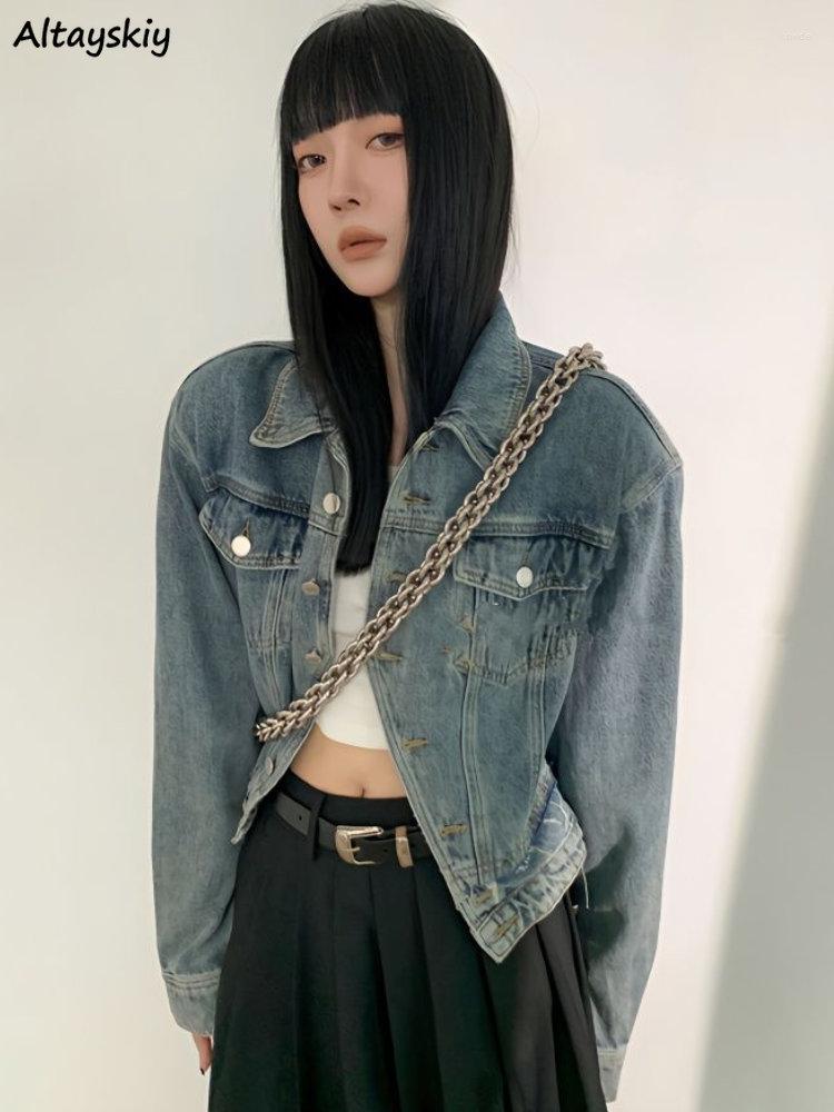 

Women' Jackets Women Trendy Solid Simple All-match Mature Cropped Outwears British Style Retro Spring Casual Stylish Ladies High Street, Blue