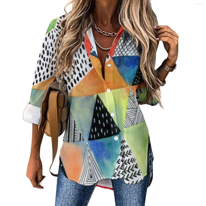 

Women' Blouses Abstract Geometry Loose Blouse Doodled Print Street Style Oversize Womens Long Sleeve Elegant Shirts Autumn Custom Tops, Style-7