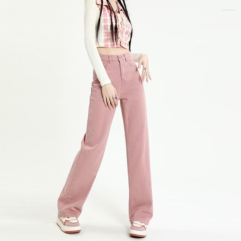 

Women's Jeans Cotton 's Summer Thin Baggy Wide Leg Drape Pants Female Cool Fashion Korean Y2K Trend Streetwear, Pink-usual length