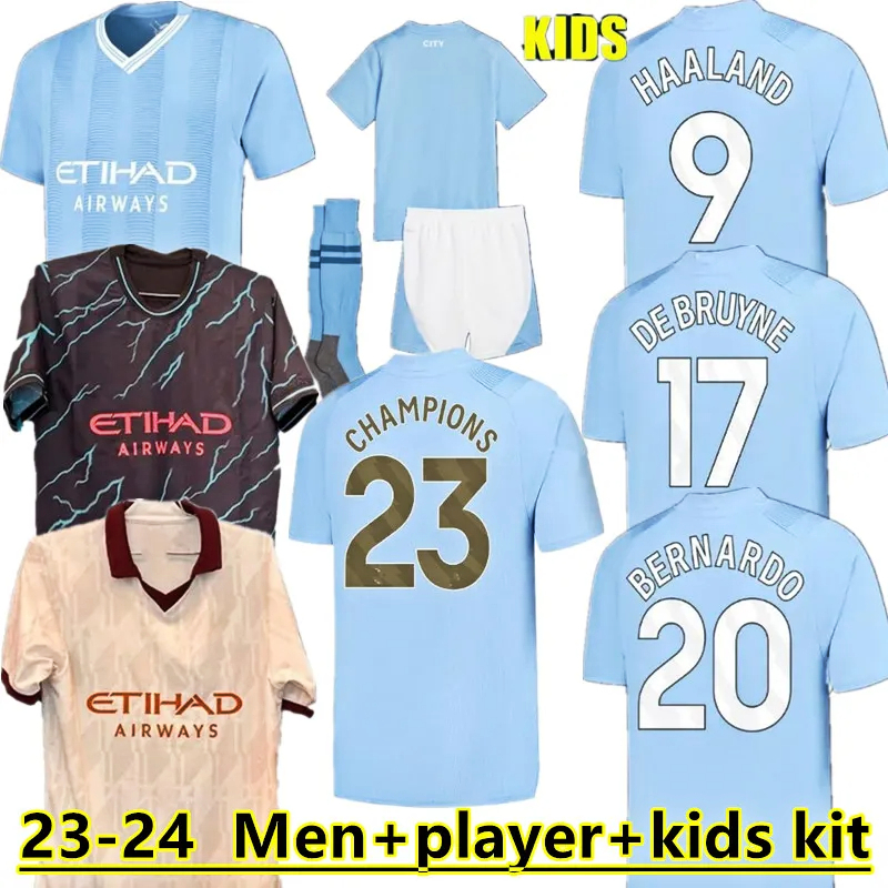 

2023 2024 DE BRUYNE HAALAND Soccer Jerseys FODEN GREALISH MAHREZ MANs cities football shirt PHILLIPS RODRIGO 23 24 YTIC NAM Man Kids Equipment Champions 23, Yellow