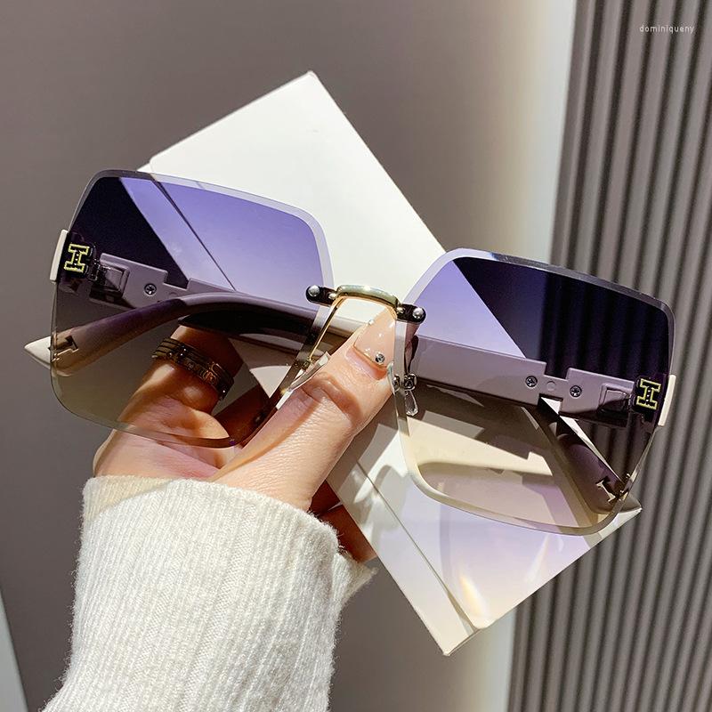 

Sunglasses Trendy Rimless Gradient For Women 2023 Designer Sun Glasses Female Summer Travel Sunshade Mirror