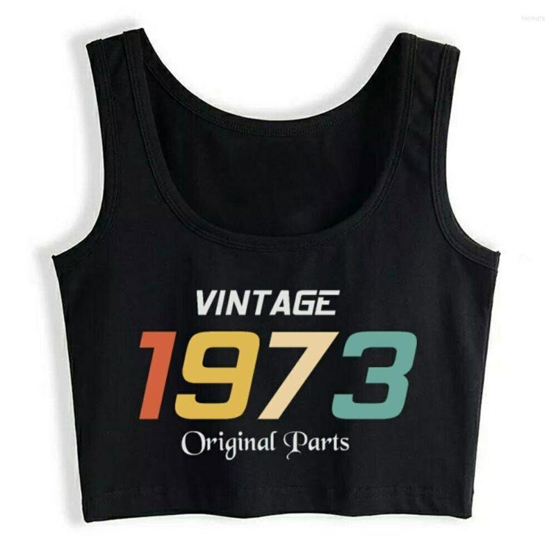 

Women' Tanks Crop Top Female Vintage 1973 Original Parts Tee Birthday Gift Retr Kawaii White, Black
