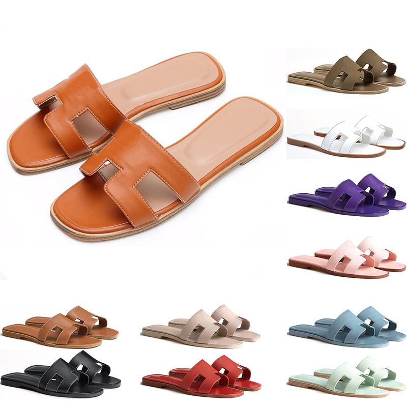 

Free shipping shoes designers oran sandals slippers women black white Khaki Pink bule purple flat flip flop crocodile skin slides ladies beach sandal summer size 4-10