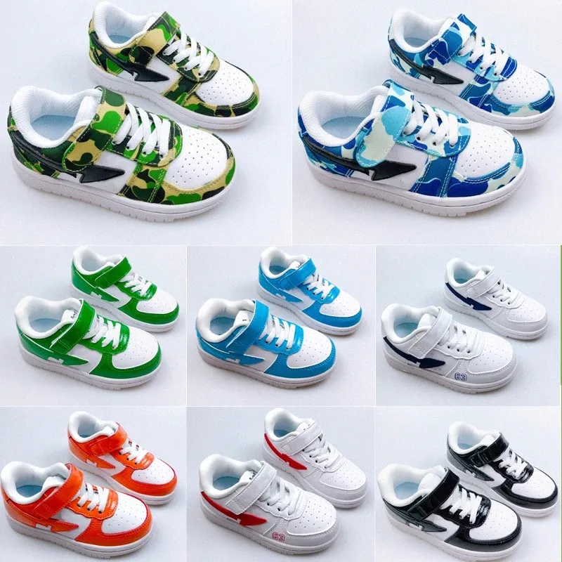 

New Fashion Bapestas kids Shoes baby boys girls Baped Sta Sports Sneakers children youth infants ABC Camo green Blue black Designer Platform