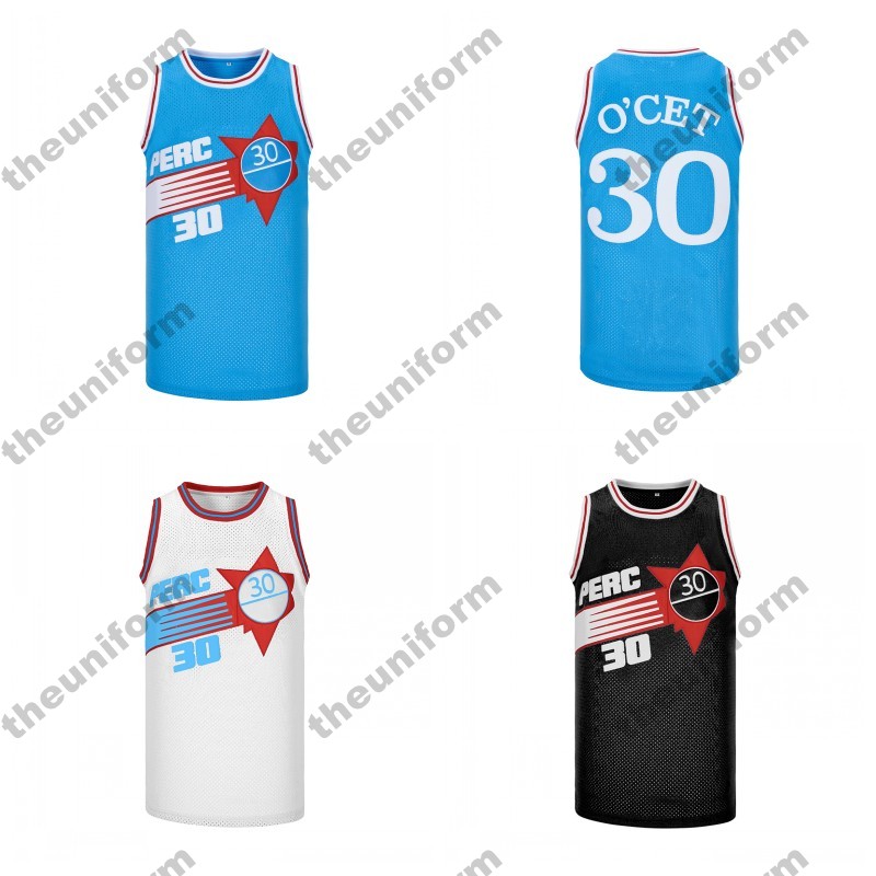 

Men's Perc 30 O'Cet Stitched Supply By Lil House Phone & Blazzy Sky Blue Basketball Jersey, Black