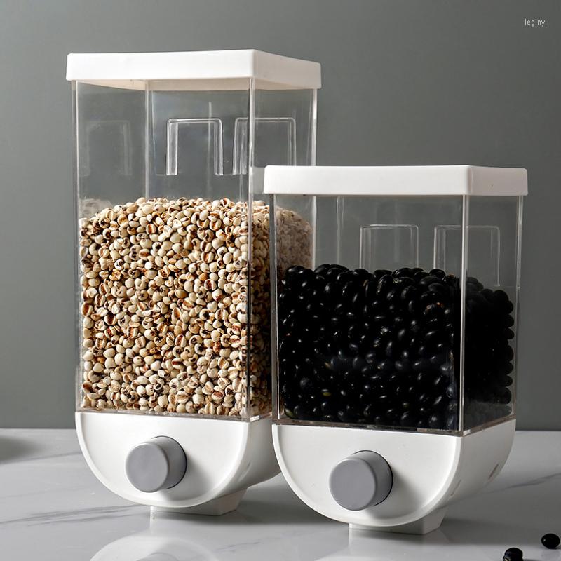 

Storage Bottles Wall Mounted Press Cereals Dispenser Cereal Tank Dry 1000/1500ml Food Container Rice Bean Sealed Jar Nut Box Rangement