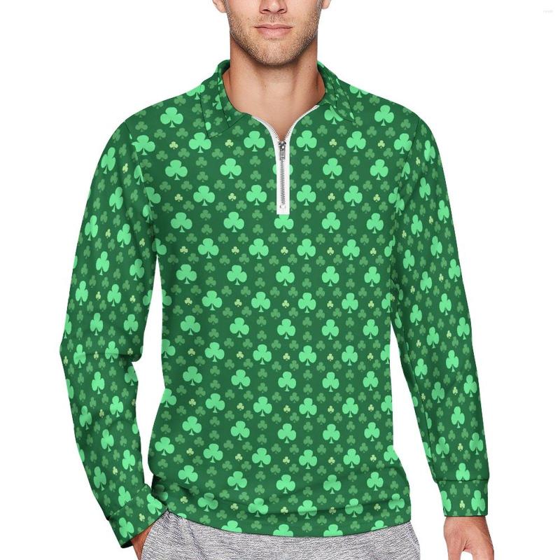 

Men' Polos St Patricks Day Loose Polo Shirts Male Shamrock Print Long Sleeve Casual T-Shirts Retro Spring Custom Shirt Big Size, Style-10
