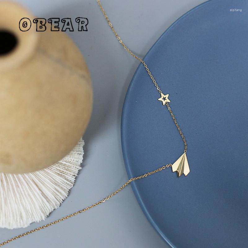 

Pendant Necklaces Dream Chasing Paper Plane Geometric Star Necklace Clavicle Chain For Women Stainless Steel 18k Gold Plated Jewelry