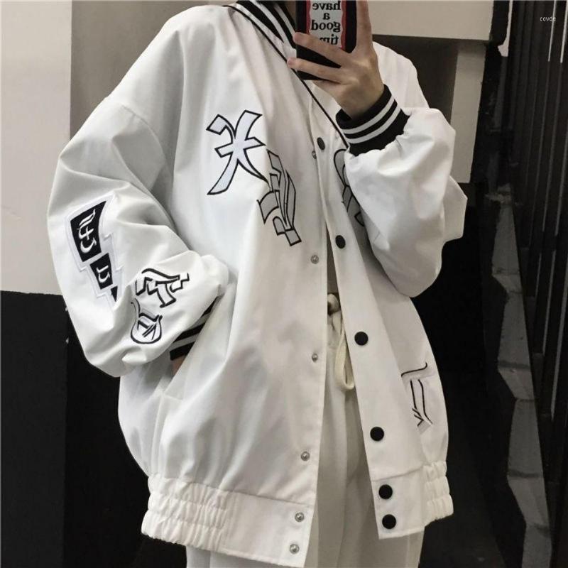 

Women's Jackets 2023 Spring Baseball Uniform Women Jacket Loose Casual Korean Coats Trend Harajuku Style Female Vintage Embroidered Tops, Black