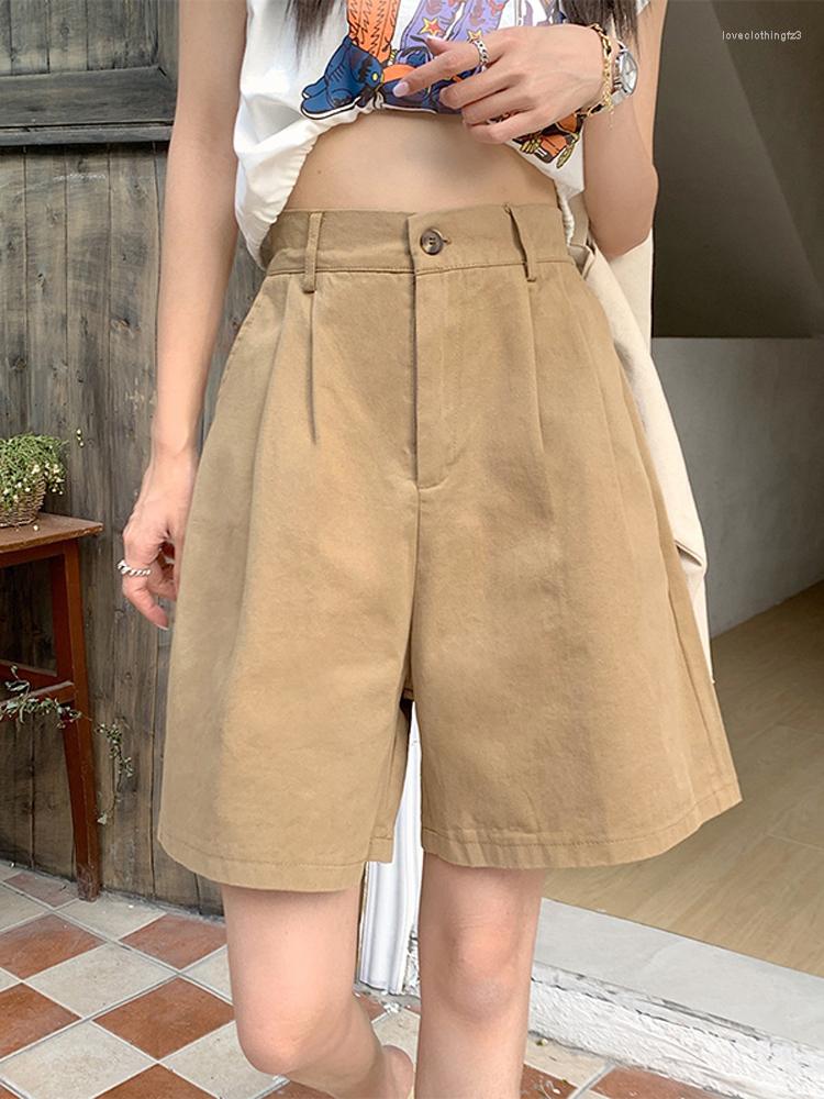 

Women' Shorts Solid 2023 Summer Women' Thin High Waist Loose Wide Leg Middle Pant Straight A-Line Casual Commuter 5/4 Suit Pants, Black
