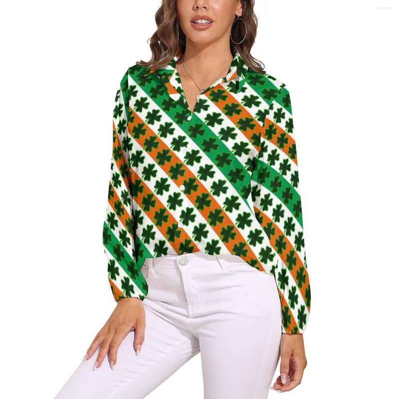 

Women' Blouses St Patricks Day Blouse Shamrock And Stripes Kawaii Printed Female Long Sleeve Casual Shirt Autumn Oversized Clothes, Style-13