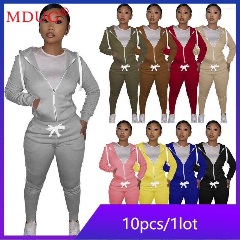 

Women's Two Piece Pants 10sets Wholesale Cotton Hooded Set Women Tracksuit Casual Sport Long Sleeve Cardigan Outfits Fashion Clothing, Blue
