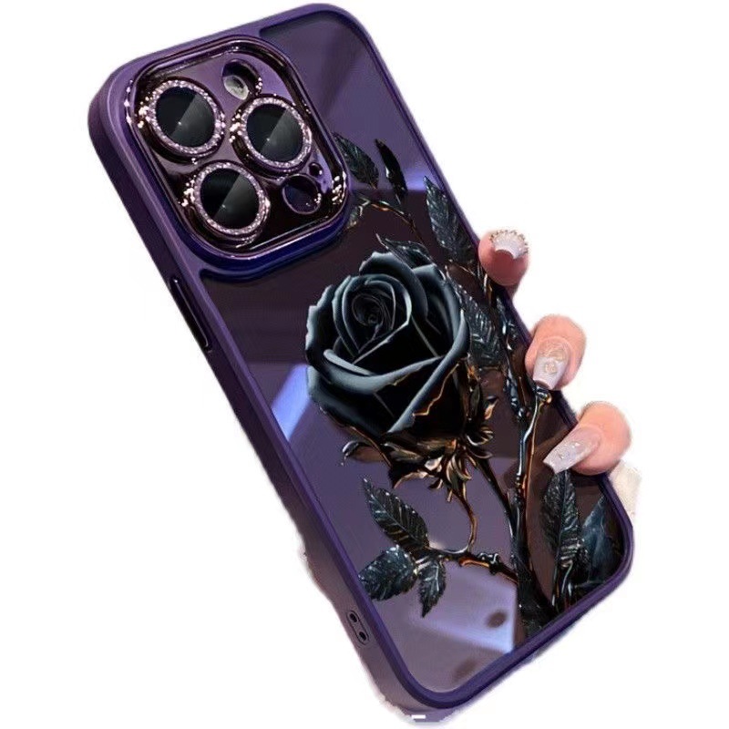 

Wild Rose Apple 14pro case iphone 14 full package 13pro with glitter lens film