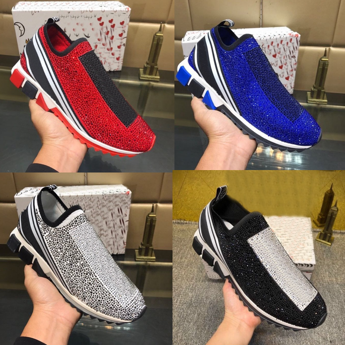 

Italy Casual Shoes Designer Shoes Men Women Diamond Sneakers Knitted Black White Red Glitter Trainers With box 35-46
