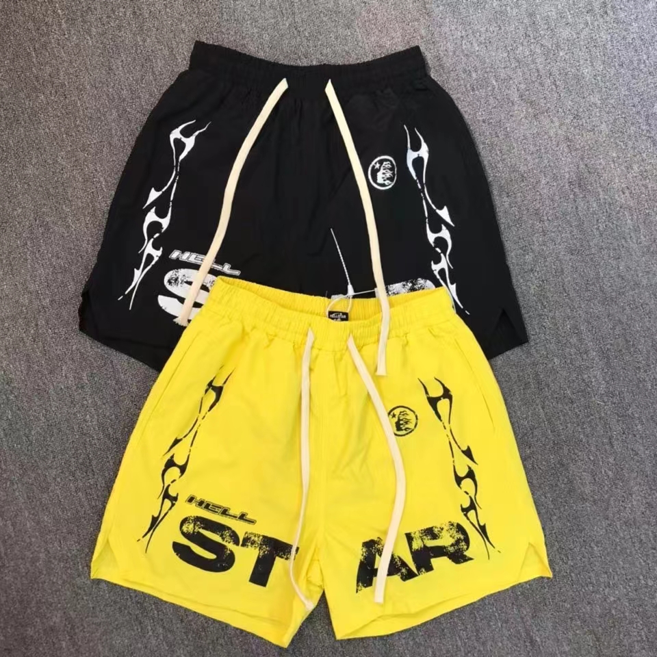 

2023ss Shorts Men Women 1 Elastic Waist Fashion Shorts Black Yellow