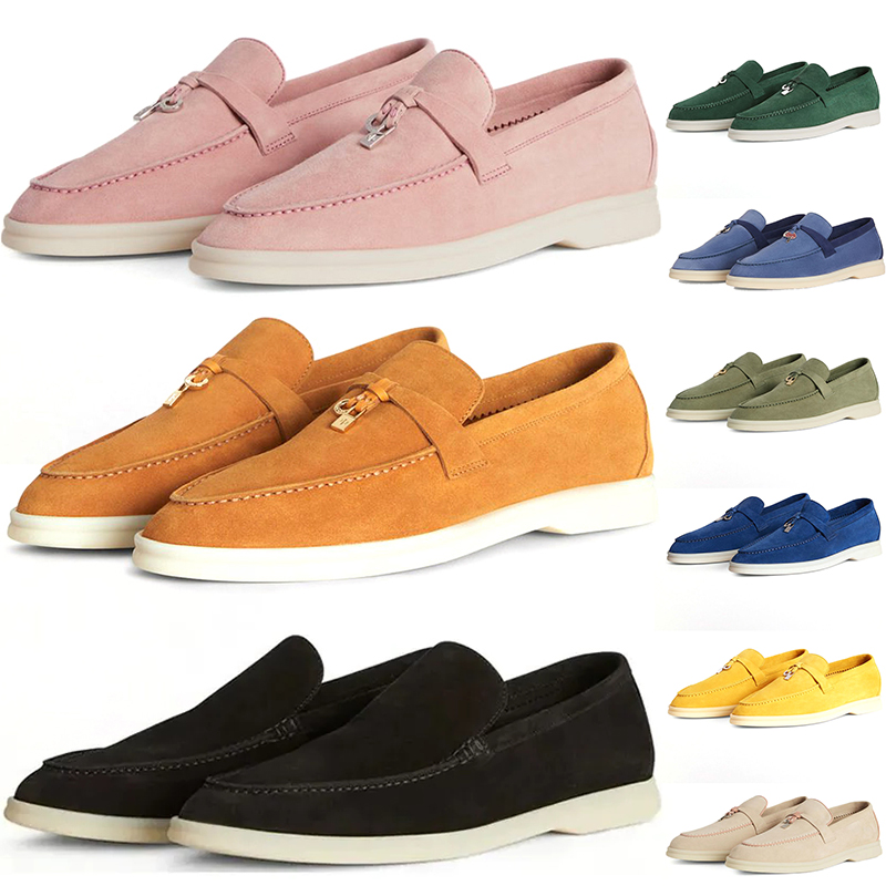 

Loro Piana designer shoes for men women Suede Pianas Pink Yellow Blue Triple Black Loropiana Leather Loafers mens womens loafer outdoor sports sneakers, #7