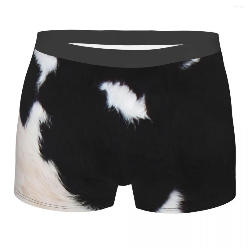 

Underpants Male Sexy Smooth Rustic Black Cow Hide Print Underwear Boxer Briefs Men Stretch Shorts, 20