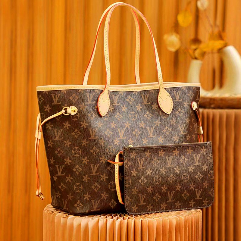 

2023 high quality 2pcs set Top quality Women leather handbag designer lady clutch purse retro shoulder louise Purse vutton Crossbody viuton Bag, Embossed blue interior