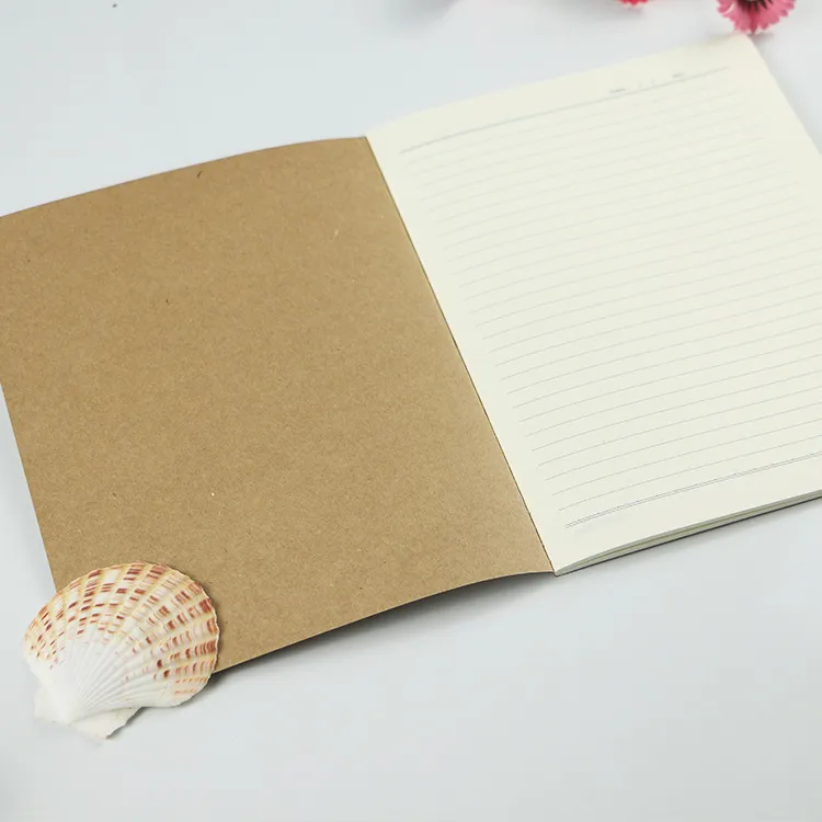 

Brown kraft cover stitching notepad school exercise soft daily notebook with line soft copybook vintage notepads for office and school