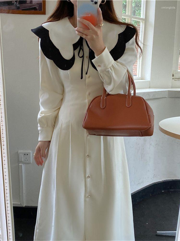 

Casual Dresses Alien Kitty -M Mid-Length Dress Women Sweet Elegant Chic Party Femme Slim High Waist Spring Robe Vestidos, Beige