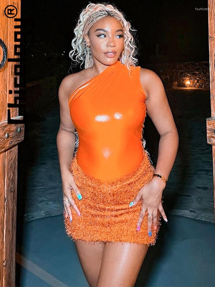 

Casual Dresses Chicology Fur Sexy One Shoulder Bodycon Mini Dress Party Club Festival Streetwear Summer Y2K 2023 Women Wholesale Clothing, Blue