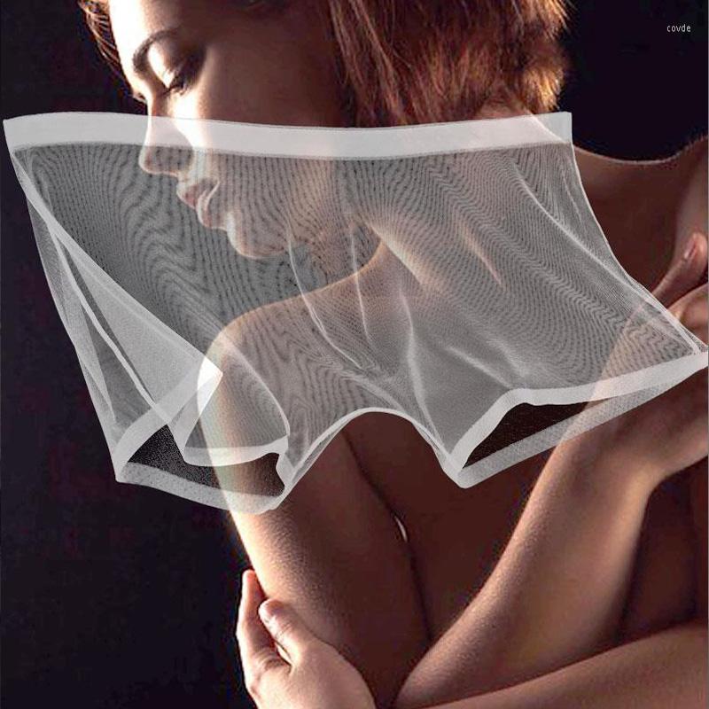 

Underpants Men Panties Mens Ice Silk Boxers Seamless Sexy Underwear Man Ultra-thin Breathable Boxer Shorts Male Boxershorts, White