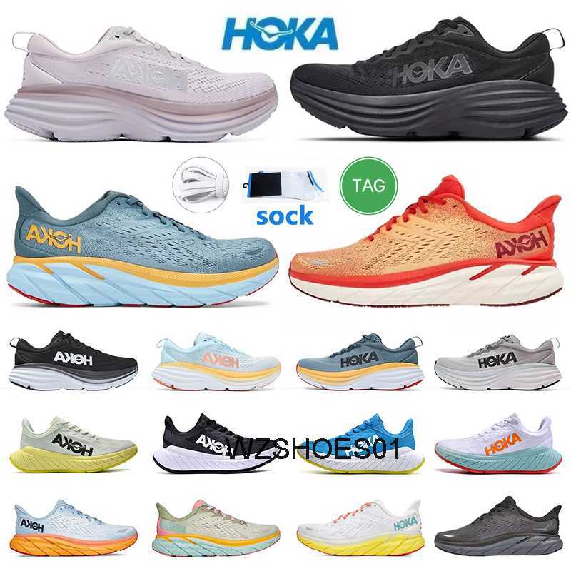 

Hoka Bondi 8 Outdoor Shoes Hokas ONE Clifton 8 Black White Shock Absorbing Road Carbon x2 Men Women Running Sneakers Climbing Runner Trainers Walking Jogging, 10