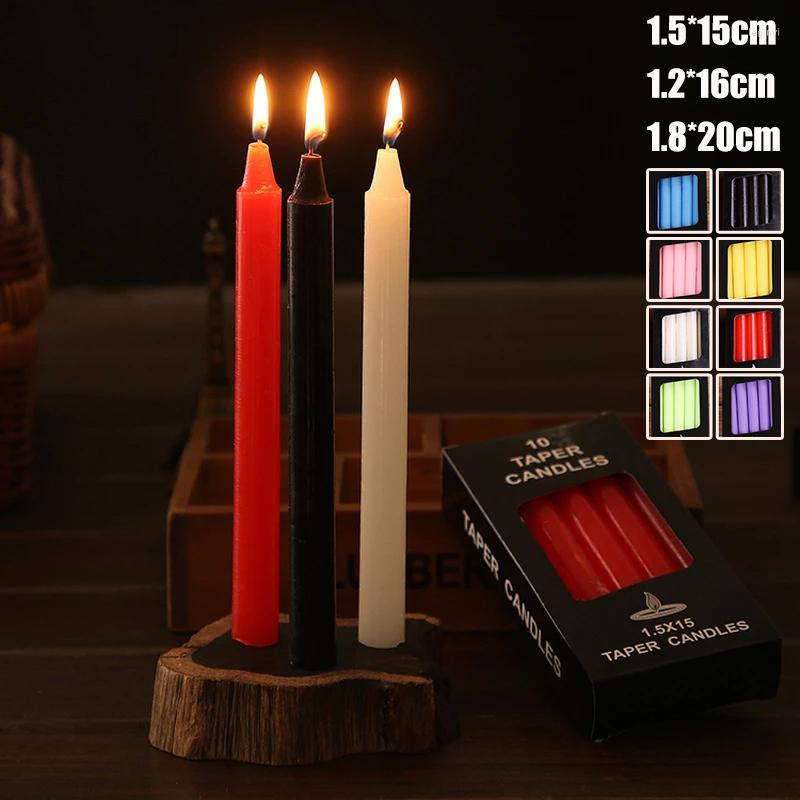 

Candle Holders 10PCS Colored 15cm/16cm/20cm Taper Black Candles Household Lighting Candel Religion Decor Long Pole Classic
