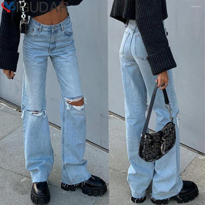 

Women' Jeans Flare Stretch High Waist Loose Comfortable Ripped Women Pants 2023 Sexy Fashion Boyfriend Denim Pencil Pant Trousers, Light blue