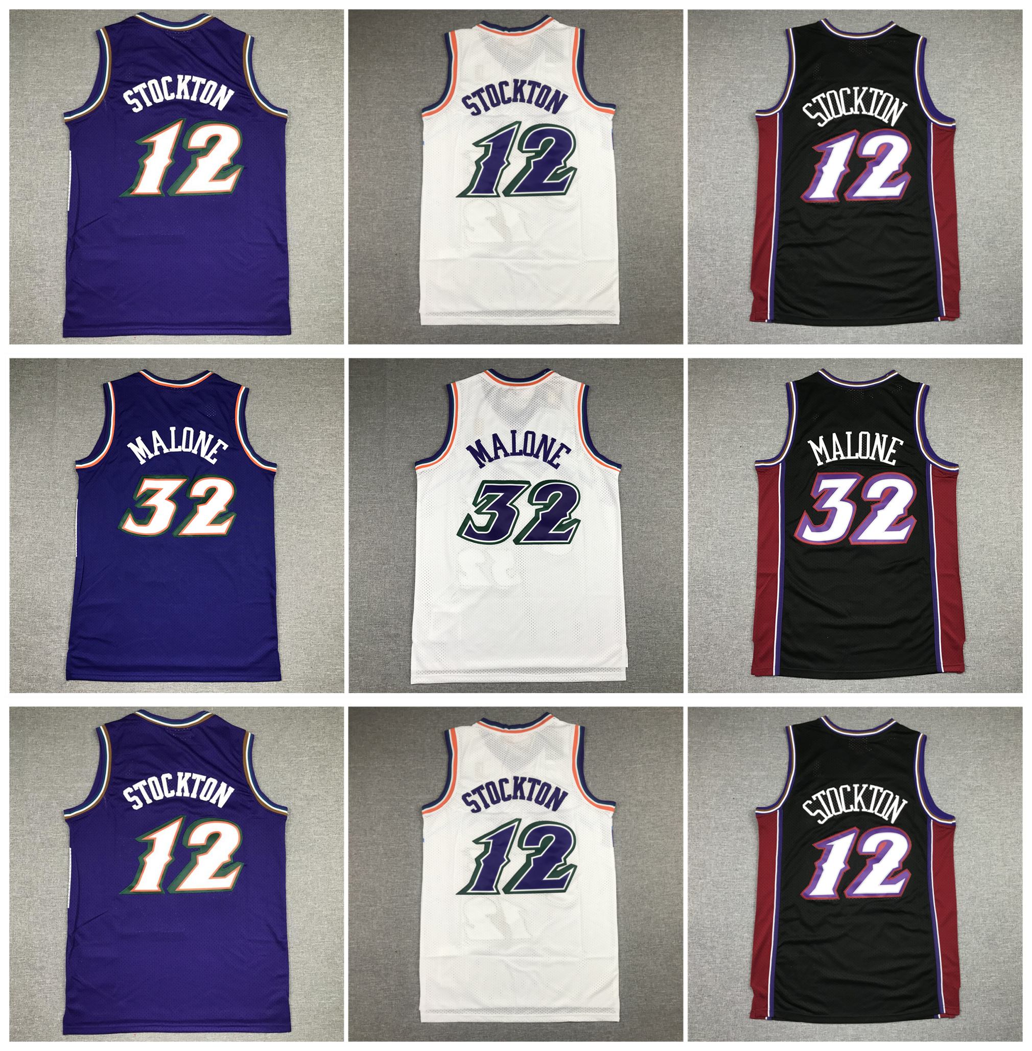 

Utahs Basketball Jersey Jazzs John Stockton Mitchell & Ness Karl Malone Purple Black White Size -XXL, As pic