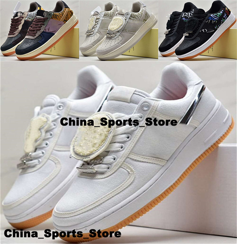 

Sneakers Size 12 Shoes AirForce 1 Mens Trainers AF1s Casual Women Designer Eur 46 Travis Scottes Cactus Jack Air Us12 Running Us 12 Forces One Low Grey White Black