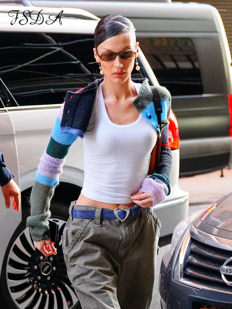 

Women' T Shirts FSDA Y2K Patchwork Crop Top Knitted 2023 Long Sleeve Shirt Women Cardigans Beach Summer Tee Fashion Vintage Button, Multi
