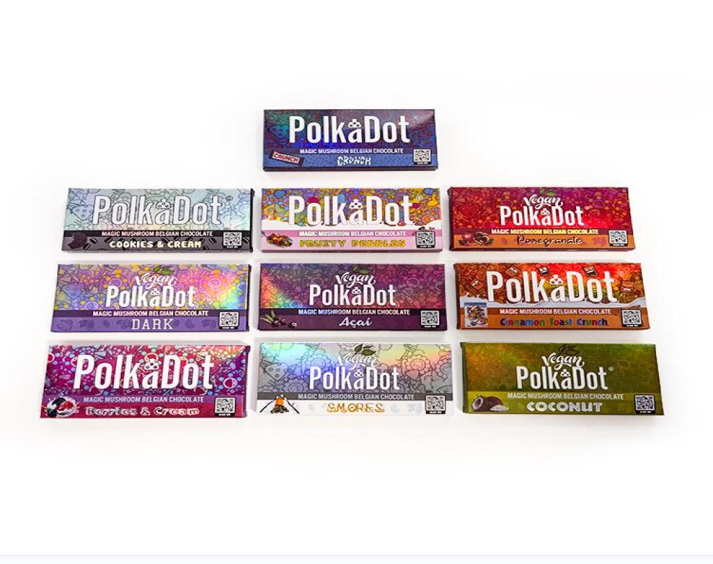

Newest Polkadot Chocolate Bar Box Empty Magic Mushrooms 4G POLKA DOT Chocolate Bars Dark Berries Cream Acai Fruity Pebbles Food 6976663