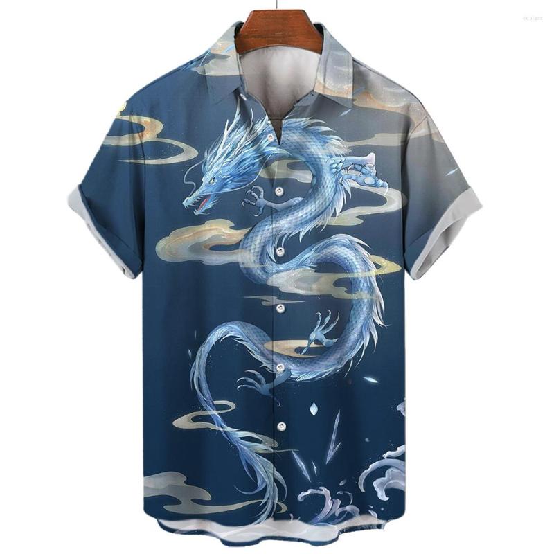 

Men' Casual Shirts Animal Men' Shirt Oriental Dragon 3d Print Loose Breathable Short Sleeve Tops Tees Hawaiian Beach Party Sweatshirt, E01-yx02201