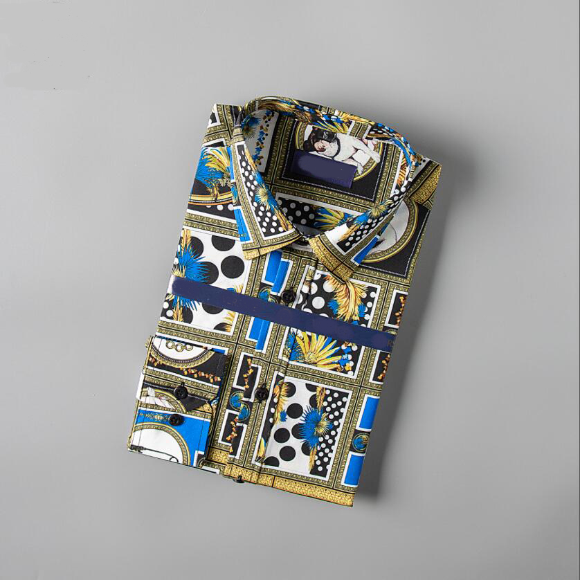 

Mens shirt luxury designer fashion trend wear long sleeve business casual brand spring slimming -4XL ###